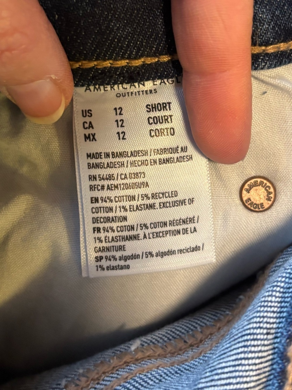 NWT American Eagle Curvy Straight Stretch jeans sz 12 Short - Picture 5 of 6